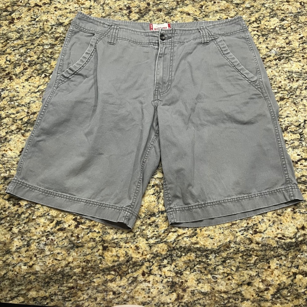 Mossimo Supply Co Mens Gray Flat Front Chino Shorts Size 38 Utility Cotton Twill